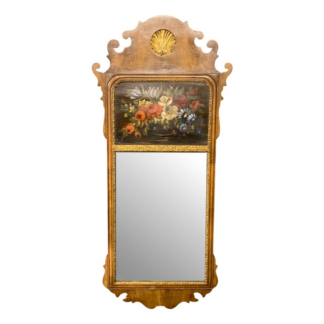 Queen Anne Revival Walnut Wall Mirror, 1920 For Sale