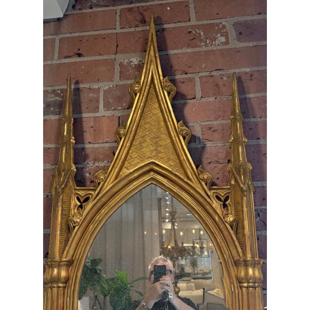 Italian 18th C Style Italian Cathedral Form Gothic Giltwood Mirror - 1 of 2 For Sale - Image 3 of 4