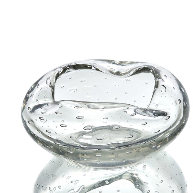 Mid-Century Bullicante Art Glass Ashtray – Clear Seeded Crystal, 1950s Italy For Sale In San Francisco - Image 6 of 14