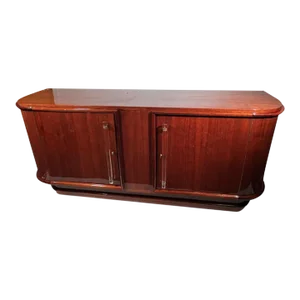 1930s Art Deco Mahogany Buffet with Glass Rod Handles Attributed to Andre Sorna