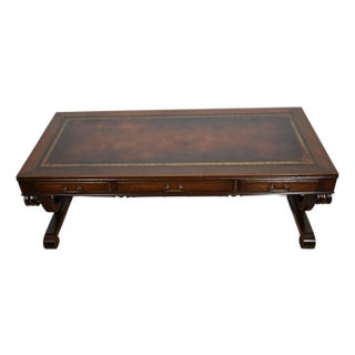 1930 Weiman English Regency Mahogany & Leather Top Coffee Table For Sale