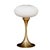 Modern 1980s Brass Tulip Base Table Lamps With Opalescent Ribbed Art Glass Shade - a Pair For Sale - Image 3 of 7