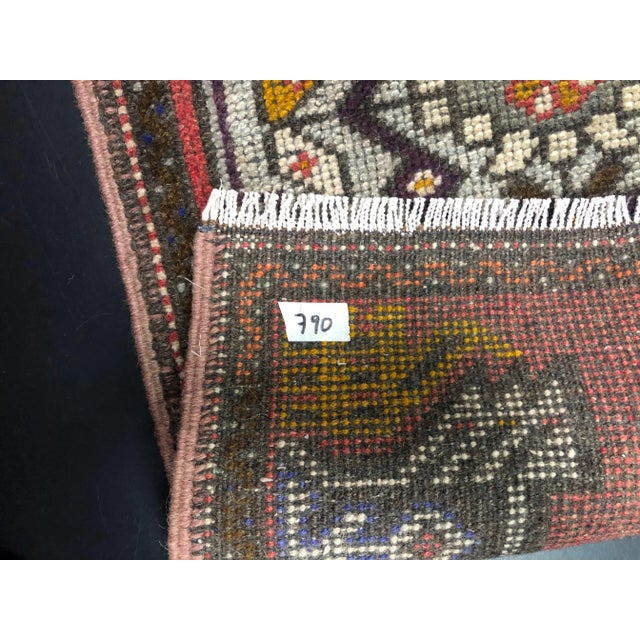 1960s Vintage Rustic Turkish Handmade Red Small Rug For Sale - Image 5 of 6