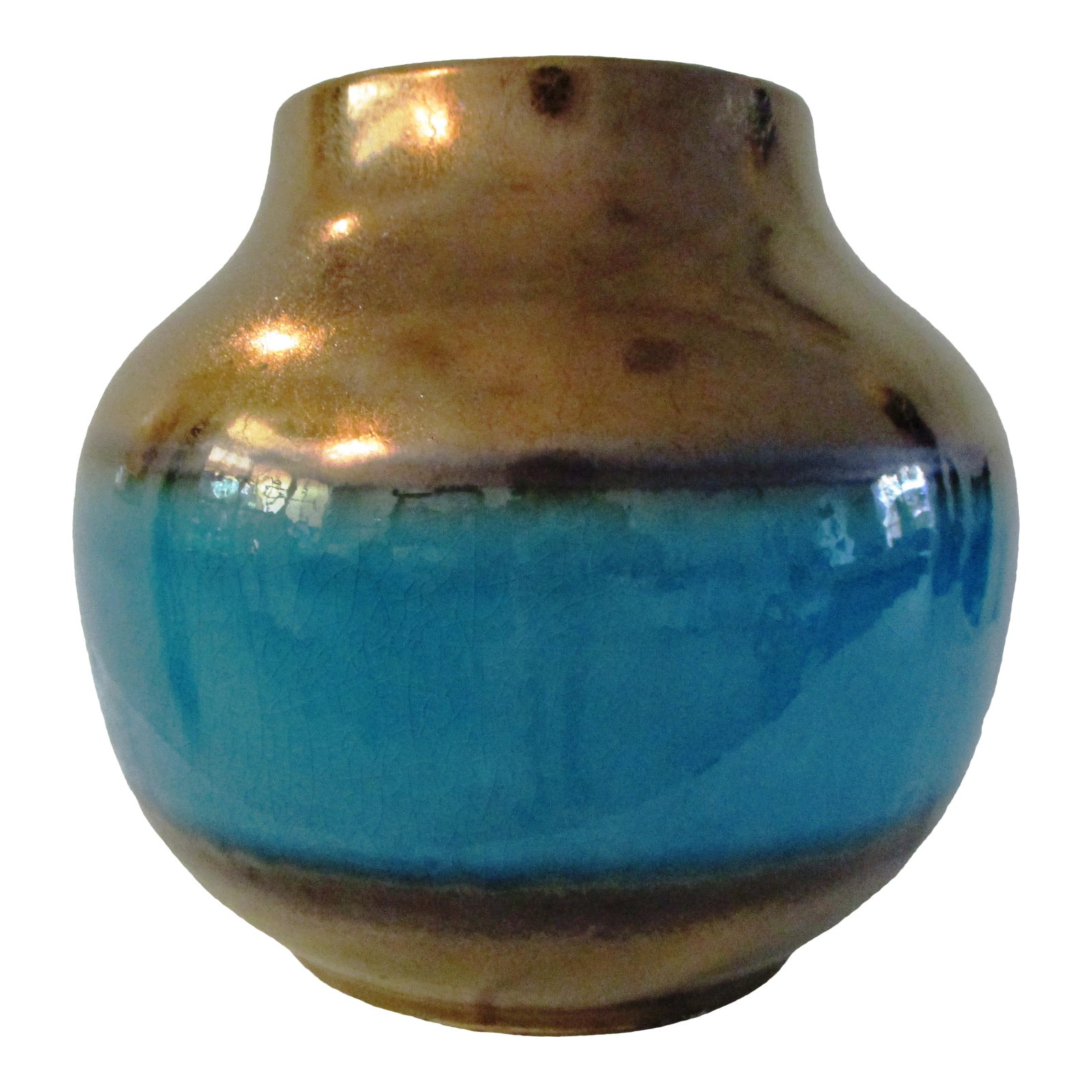 Metallic Copper & Turquoise Ceramic Vase Chairish