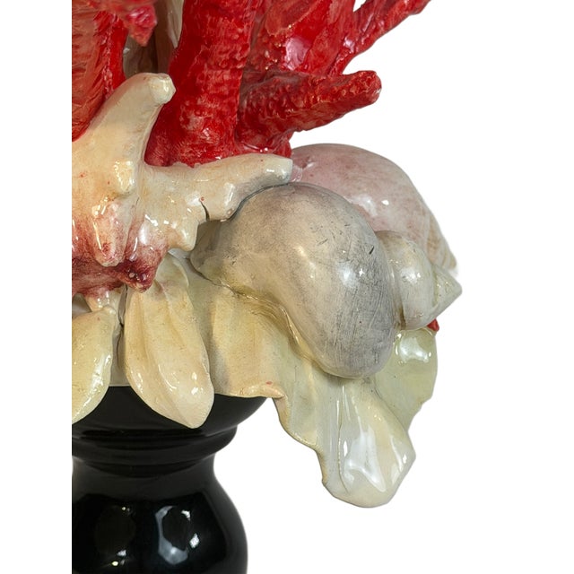 Italian Majolica “Frutti Di Mare” Coral & Shell Centerpiece Sculpture For Sale - Image 4 of 8