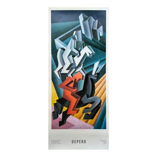 City of Errant Knights Futurist Exhibition Poster by Fortunato Depero, 1970s For Sale