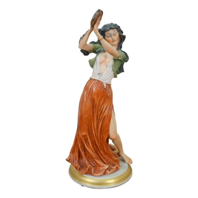 Giuseppe Armani Italian Gypsy Dancer Tambourine Figurine 14" For Sale