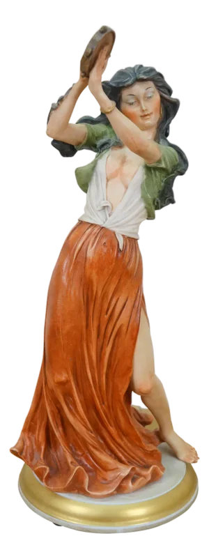 Giuseppe Armani Italian Gypsy Dancer Tambourine Figurine 14"
