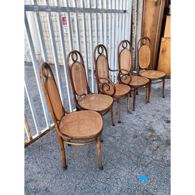 Thonet-style bentwood chairs, Model No. 17 or a similar "Viennese coffee house" design, made using the iconic bentwood...