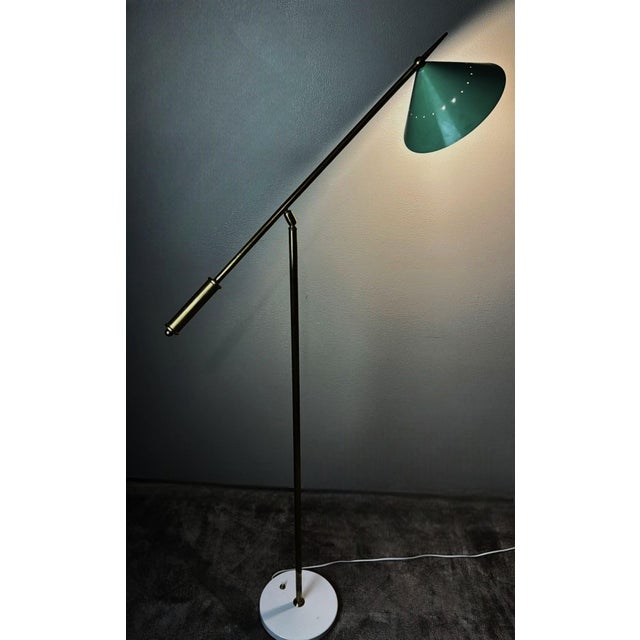 Mid 20th Century Italian Adjustable Brass Floor Lamp With Stone Base For Sale - Image 9 of 18