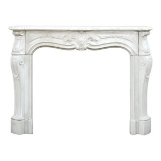 Antique French Louis Vx Style Carved Marble Fireplace Mantel For Sale