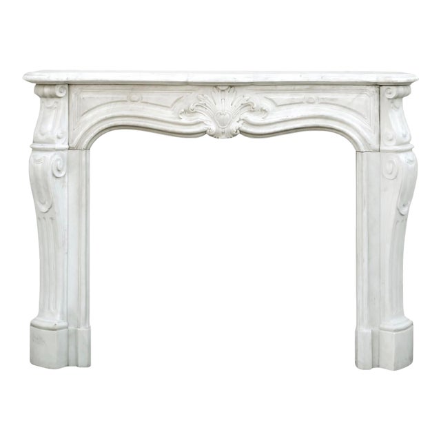 Antique French Louis Vx Style Carved Marble Fireplace Mantel For Sale