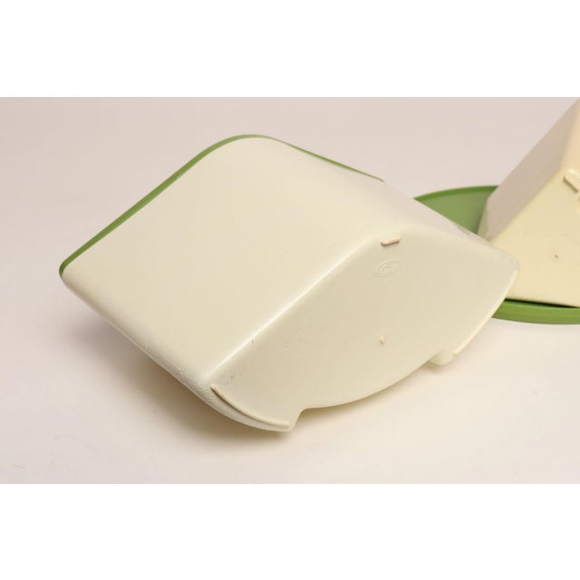 Vintage Sterilite Four Piece Canister Set With Lazy Susan Base in Cream and Green Plastic With Butterfly Motif For Sale - Image 16 of 17