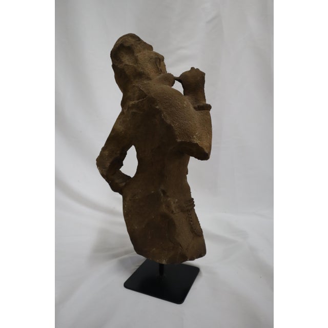 Hindu Celestial Beauty (Surasundari or Aspara) Antique Indian Statue on Stand For Sale In Portland, OR - Image 6 of 11