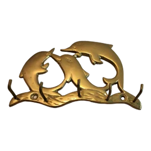 Vintage Leaping Dolphins Brass Key Rack
