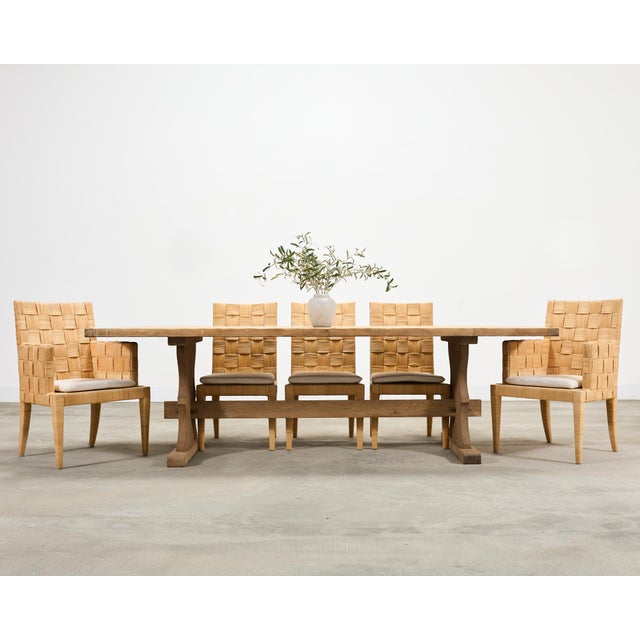 Remarkable rare set of twelve genuine signed "Block Island" cane rush dining chairs designed by John Hutton for Donghia in...