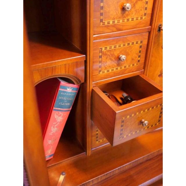 Inlaid Secretary with Bookcase and Writing Desk For Sale - Image 6 of 15