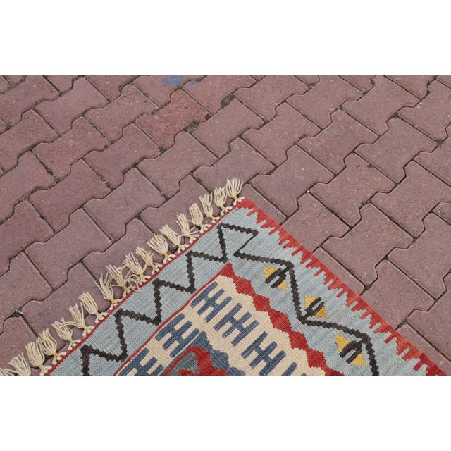 1960s Tribal Red Hand Knotted Kilim Rug For Sale - Image 9 of 9
