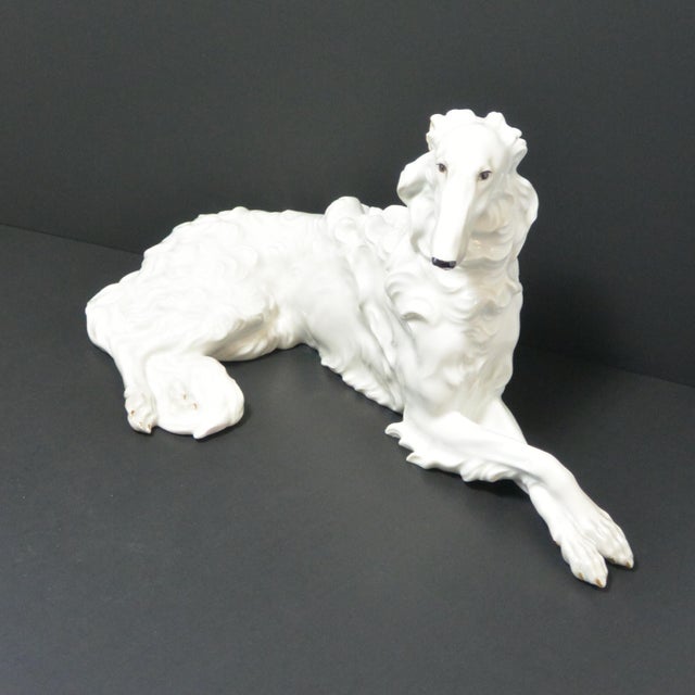 A monumental find for the sophisticated collector: the premier large-scale Borzoi sculpture by the world-renowned Augarten...