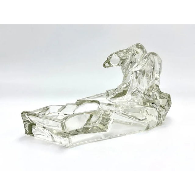 Art Deco Glass Polar Bear Ashtray attributed to Karel Zentner for Glasswork Libochovice, 1930s For Sale - Image 8 of 10