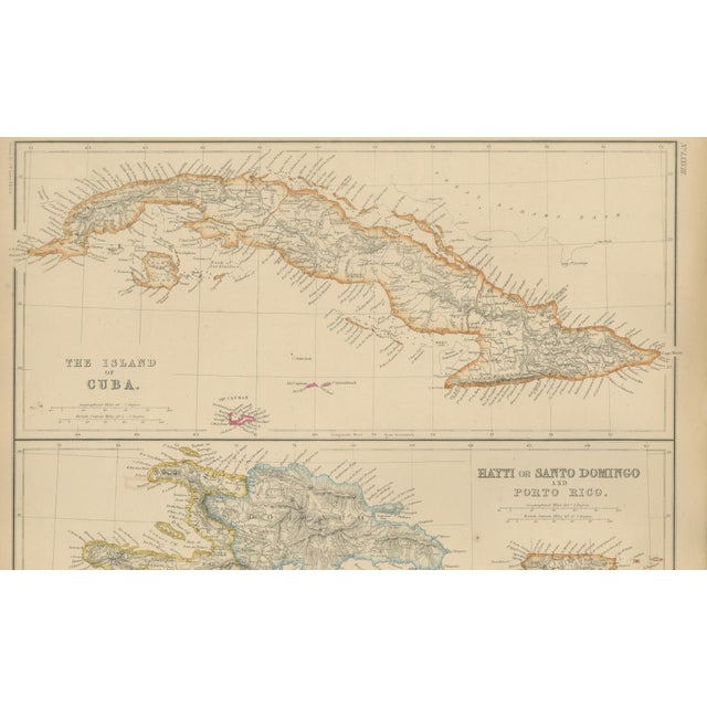 Antique Map of Cuba, Hispaniola, Puerto Rico and the Leeward Islands, 1860 For Sale - Image 3 of 11