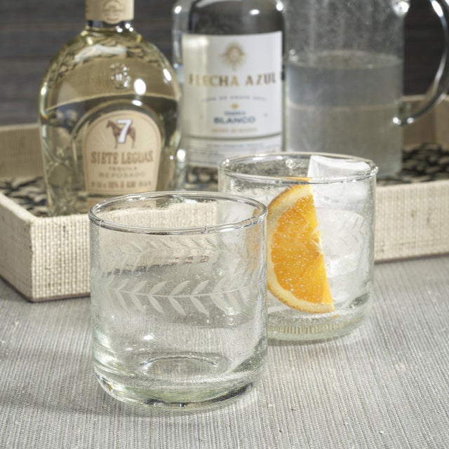 Tuscan Tuscan Handmade Etched Rock Glass, Set of 4 For Sale - Image 3 of 4