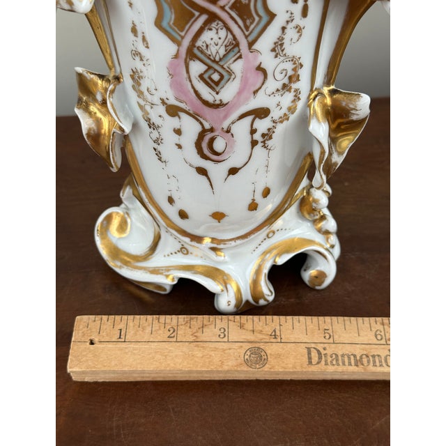 Vieux Paris Porcelain Bridal Vases – 12.25" Tall, Late 1800s French Mantel Wedding Vases For Sale - Image 16 of 16
