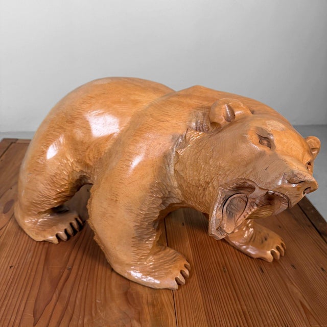 Hand-Carved Ainu Wooden Bear from Hokkaido, 1970s For Sale - Image 9 of 14