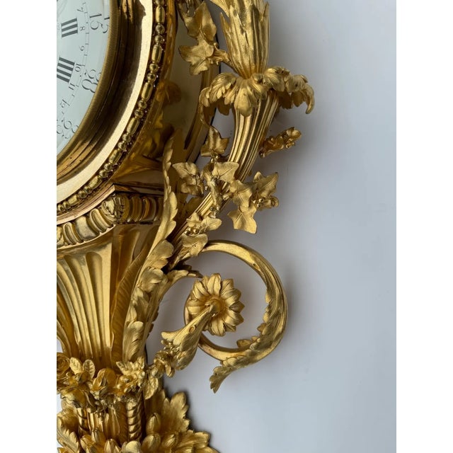 19thC Coeur À Paris Louis XVI Gold Bronze Cartel Clock For Sale - Image 9 of 18