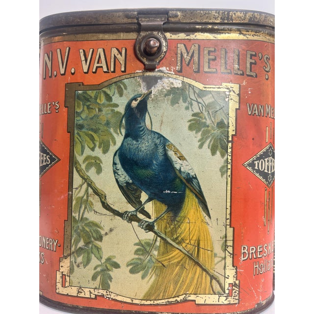 Metal Antique Tin Biscuit from Van Melle, the Netherlands, 1920s For Sale - Image 7 of 18