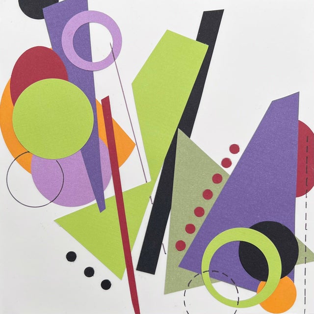 This Must Be The Place by Amy Hutcheson | Paper collage on wood cradle abstract shapes and colors For Sale