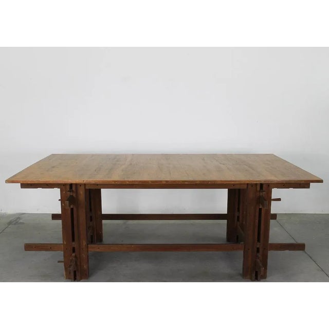 Mid-Century Modern High Table in Oak by Officina Rivadossi, 1973 For Sale - Image 3 of 12
