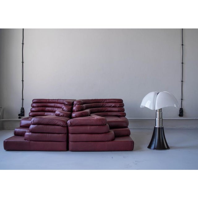 Terrazza Landscapes in Burgundy Leather by Ubald Klug for de Sede, 1970s, Set of 4 For Sale - Image 11 of 18