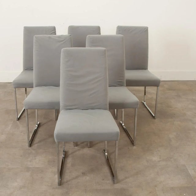 Chrome Modern Chrome Sled Base Dining Chairs - Set of 6 For Sale - Image 8 of 12