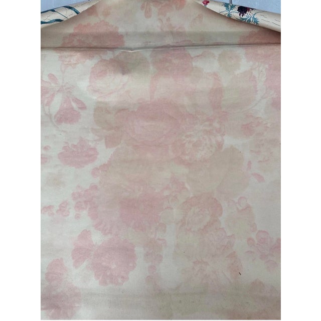Brick Red 1920s Chateau-Discovered Antique French Paul Dumas Floral Wallpaper Panel - 29"x30" For Sale - Image 8 of 9