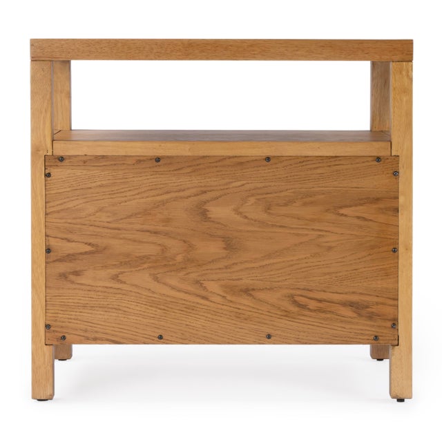 Wood Nora 28 in. W Rectangular 2 Drawer Wide Nightstand with Open Shelf, Light Natural For Sale - Image 7 of 9