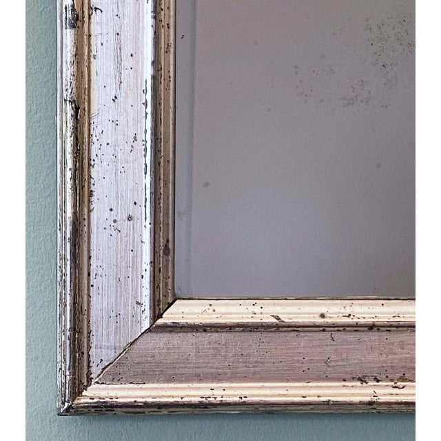 Silver French Rectangular Silver Gilt Wall Mirror (H 19 1/2 X W 12 1/4) For Sale - Image 8 of 13