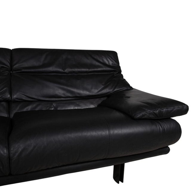 Black Alanda Leather Two-Seater Black Sofa Manual Function by Paolo Piva for B&B Italia C&B Italia For Sale - Image 8 of 15