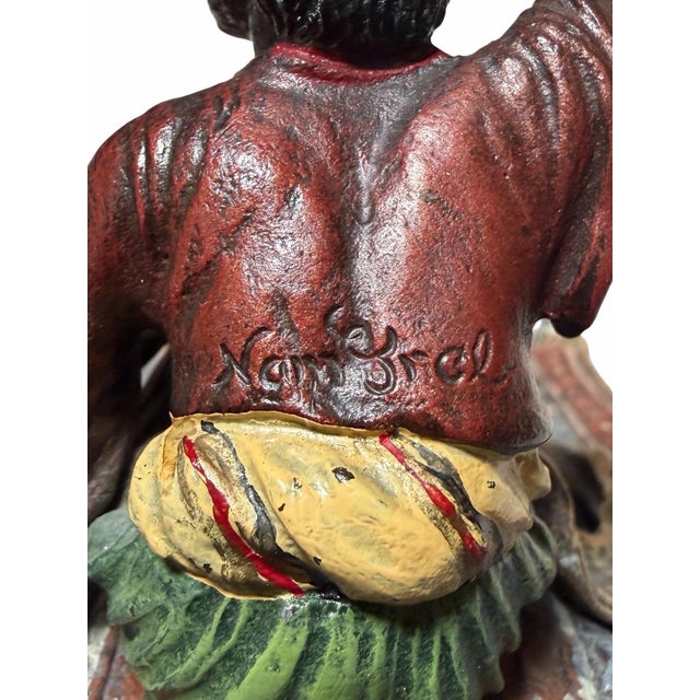 Antique Vienna Bronze Sculpture a Man on Persian Rug by Franz Bergmann For Sale - Image 4 of 7