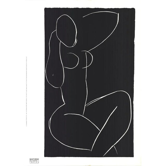 1980s 1989 Henri Matisse 'Nu Assis I' Impressionism & Modernism Black & White Italy Serigraph For Sale - Image 5 of 5