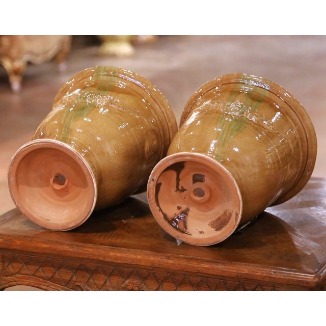 Pair of French Anduze Terracotta Planters in Ochre Glaze Signed La Madeleine For Sale - Image 9 of 9