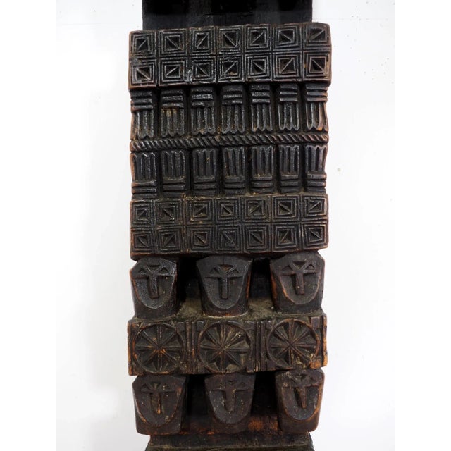 Antique Hand-Carved Wooden Pillar Column, Afghanistan / Pakistan, 1890s For Sale - Image 9 of 12