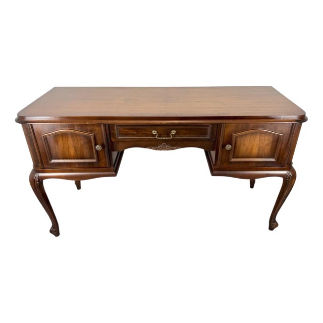 Vintage Louis French Carved Desk with Storage For Sale