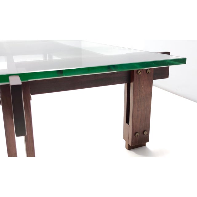 Walnut Coffee Table with Rectangular Glass Top, Italy, 1950s For Sale - Image 10 of 15