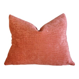 Orange Tangerine Alligator Crocodile Velvet Feather/Down Pillow 22" X 18" For Sale