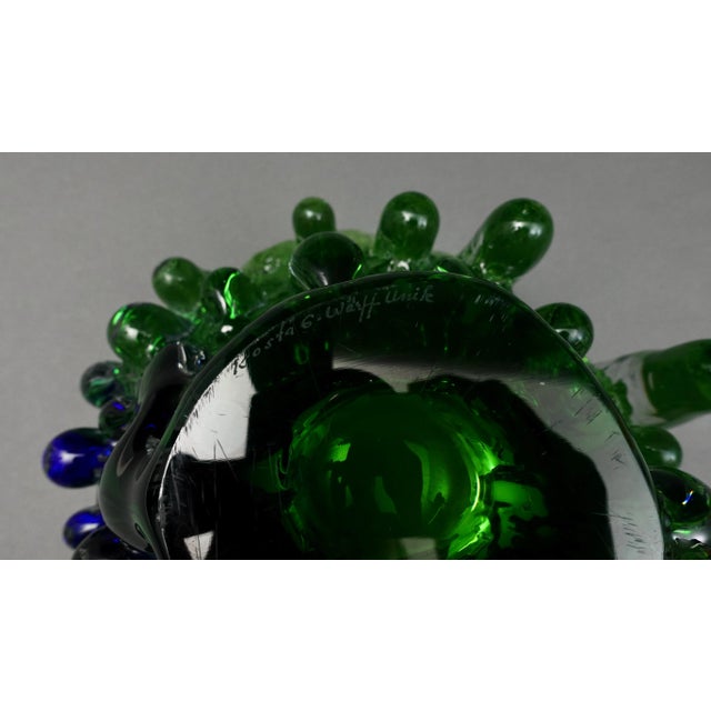 Green Vintage Kosta Boda Göran Wärff Signed Polar Art Glass Centerpiece Bowl For Sale - Image 8 of 9