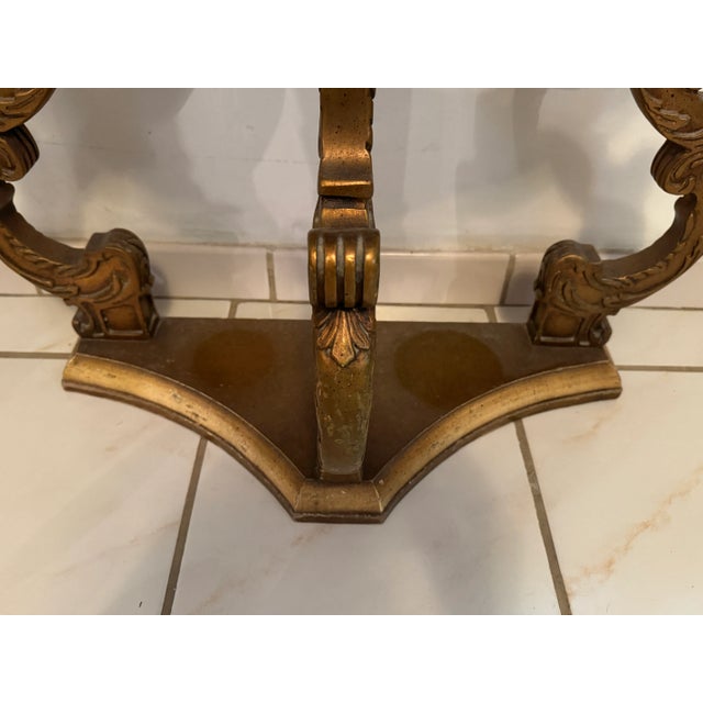 Stone Antique Marble Top Demilune Accent Table For Sale - Image 7 of 11