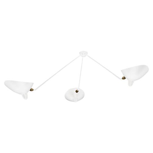 Modern White Three Fixed Arms Spider Ceiling Lamp from Serge Mouille For Sale - Image 6 of 6