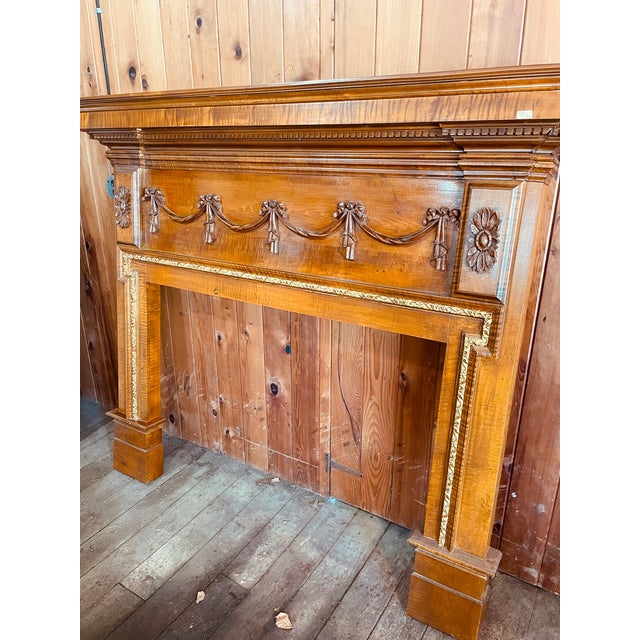 An impressive, hand crafted large scale mantel piece of tiger maple of early 21st century vintage (this is not an antique...