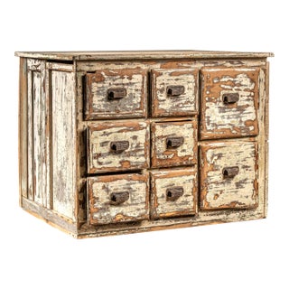 Antique Primitive Chippy Paint Apothecary Cabinet For Sale